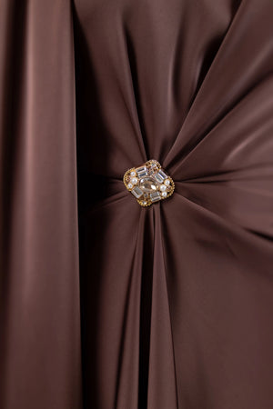 Satenya Tesettür Abiye - FioraofDress - tesettur - abiye - Kahve - 38 - hijab - evening - dress