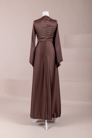 Satenya Tesettür Abiye - FioraofDress - tesettur - abiye - Kahve - 38 - hijab - evening - dress
