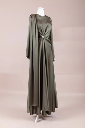Satenya Tesettür Abiye - FioraofDress - tesettur - abiye - haki - 38 - hijab - evening - dress