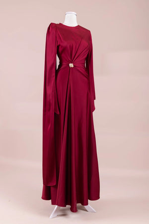 Satenya Tesettür Abiye - FioraofDress - tesettur - abiye - BORDO - 38 - hijab - evening - dress