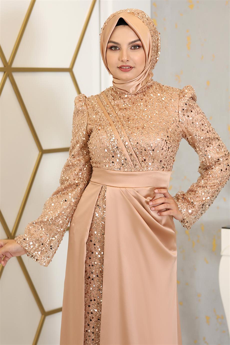 Şehrazat Tesettür Abiye Somon - FioraofDress - tesettur - abiye - 48 - hijab - evening - dress