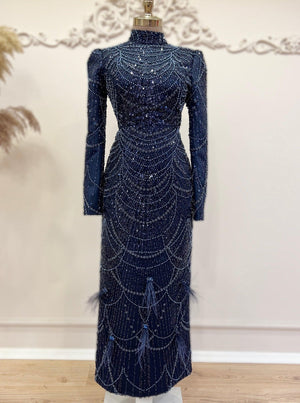 Selena Tesettür Abiye Lacivert - FioraofDress - tesettur - abiye - 48 - LACİVERT - hijab - evening - dress