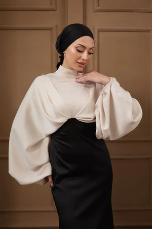 Serra Tesettür Abiye - FioraofDress - tesettur - abiye - 36 - Krem Siyah - hijab - evening - dress