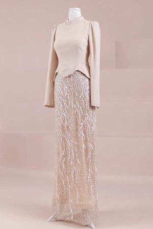 Simera Tesettür Abiye - FioraofDress - tesettur - abiye - Taş Renk - 38 - hijab - evening - dress