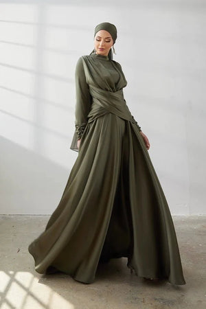 Şule Haki Tesettür Abiye - FioraofDress - tesettur - abiye - 42 - haki - hijab - evening - dress