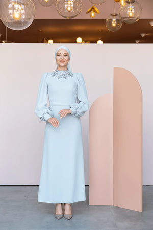 Taçmahal Tesettür Abiye - FioraofDress - tesettur - abiye - 46 - Mavii - hijab - evening - dress