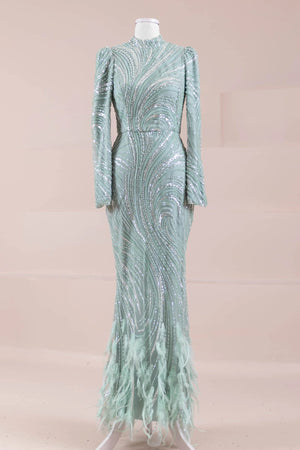 Tira Tesettür Abiye - FioraofDress - tesettur - abiye - mint - 38 - hijab - evening - dress