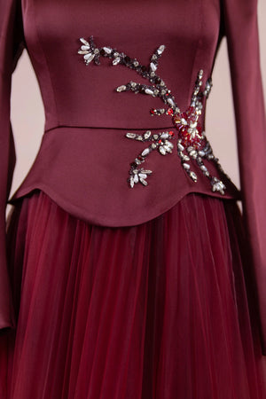 Tuéra Tesettür Abiye - FioraofDress - tesettur - abiye - BORDO - 36 - hijab - evening - dress