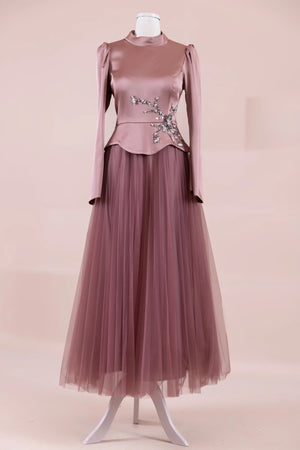 Tuéra Tesettür Abiye - FioraofDress - tesettur - abiye - rose - 36 - hijab - evening - dress