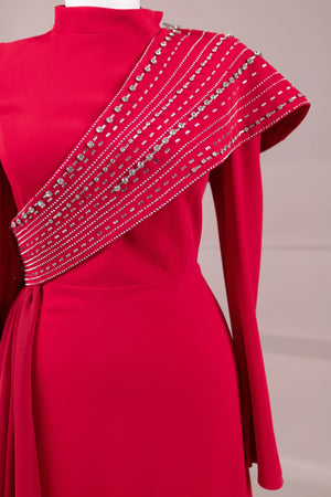 Valen Tesettür Abiye - FioraofDress - tesettur - abiye - Kırmızı - 38 - hijab - evening - dress