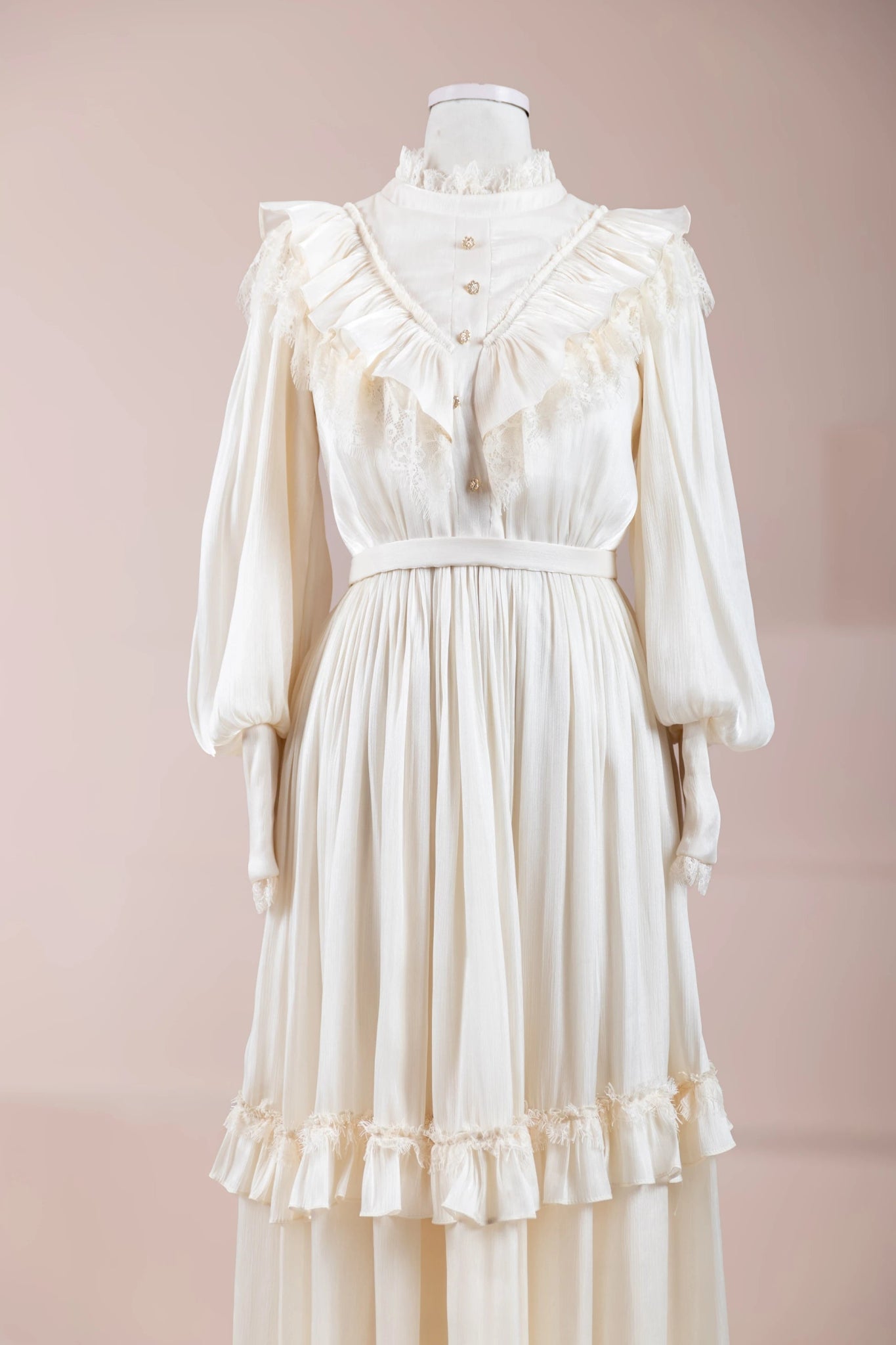 Vintage Tesettür Abiye - FioraofDress - tesettur - abiye - krem - 36 - hijab - evening - dress