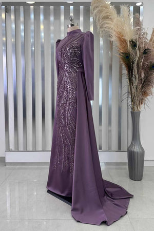Yaprak Tesettür Abiye - FioraofDress - tesettur - abiye - LİLA - 38 - hijab - evening - dress