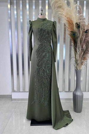 Yaprak Tesettür Abiye - FioraofDress - tesettur - abiye - HAKİ - 38 - hijab - evening - dress