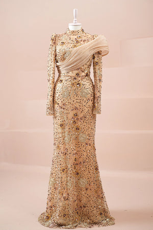 Zerra Tesettür Abiye - FioraofDress - tesettur - abiye - GOLD - 38 - hijab - evening - dress