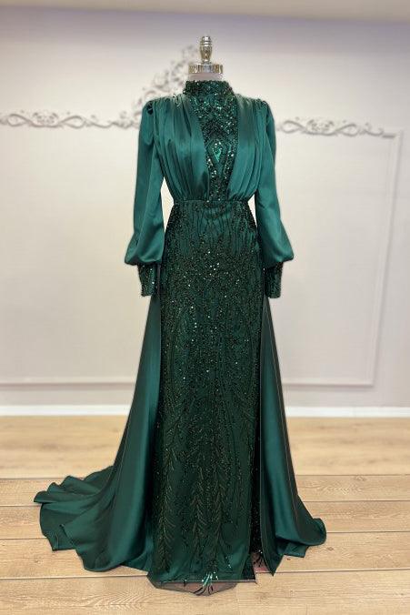 Açelya Kapaklı Tesettür Abiye - FioraofDress - tesettur - abiye - 48 - zümrüt - hijab - evening - dress