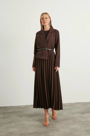 Aden Tesettür Elbise - FioraofDress - tesettur - abiye - 42 - KAHVERENGİ - hijab - evening - dress