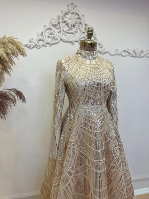 Alinda Tesettür Abiye Gold - FioraofDress - tesettur - abiye - 48 - hijab - evening - dress