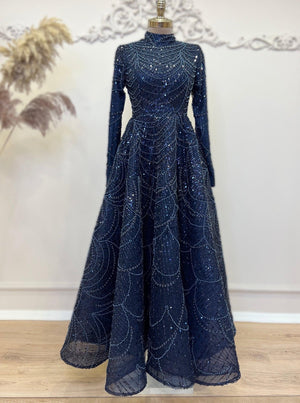 Alinda Tesettür Abiye Lacivert - FioraofDress - tesettur - abiye - 48 - hijab - evening - dress
