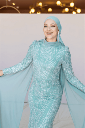 Ambra Tesettür Abiye - FioraofDress - tesettur - abiye - 44 - mint - hijab - evening - dress