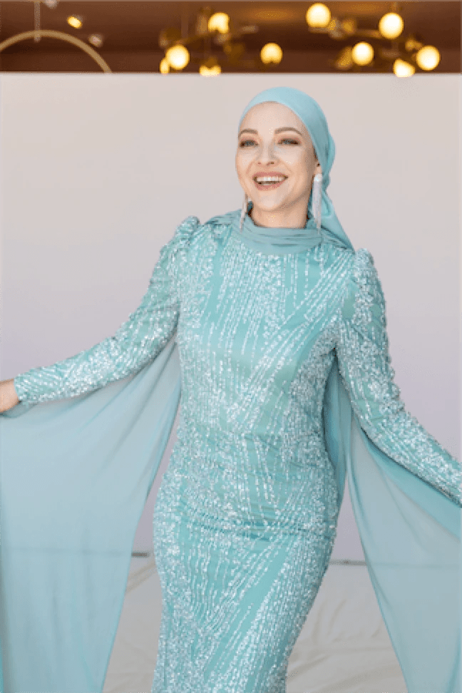 Ambra Tesettür Abiye - FioraofDress - tesettur - abiye - 44 - mint - hijab - evening - dress