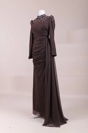 Aris Tesettür Abiye - FioraofDress - tesettur - abiye - KAHVERENGİ - 38 - hijab - evening - dress