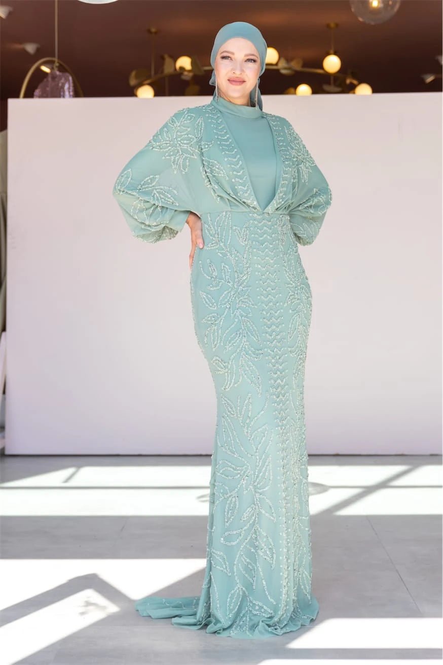 Asel Tesettür Abiye - FioraofDress - tesettur - abiye - MİNT - 38 - hijab - evening - dress
