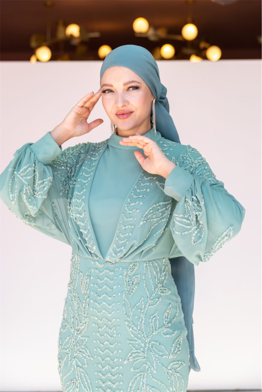 Asel Tesettür Abiye - FioraofDress - tesettur - abiye - MİNT - 38 - hijab - evening - dress
