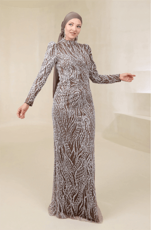 Asilen Tesettür Abiye - FioraofDress - tesettur - abiye - 44 - Mocha - hijab - evening - dress