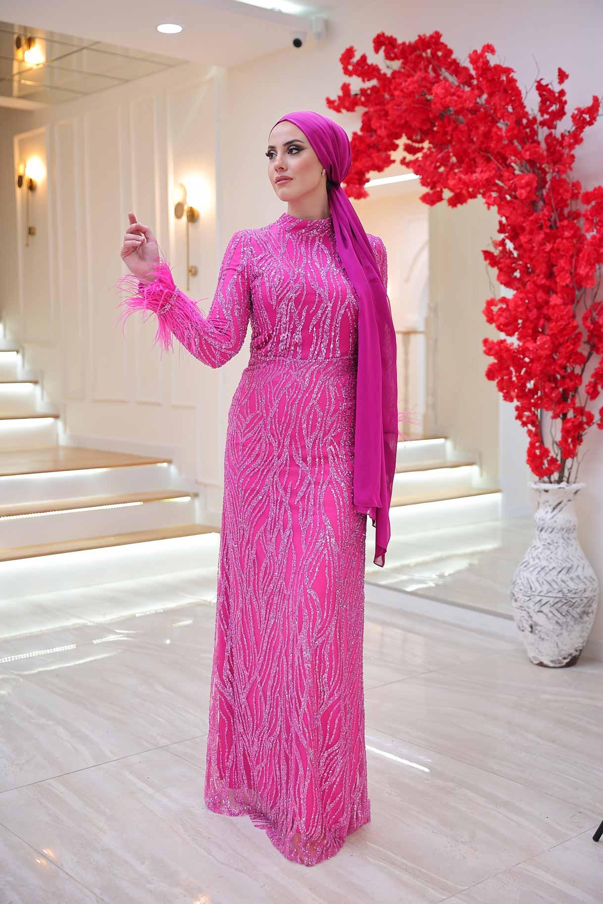 Beray Tesettür Abiye - FioraofDress - tesettur - abiye - 48 - FUŞYA - hijab - evening - dress