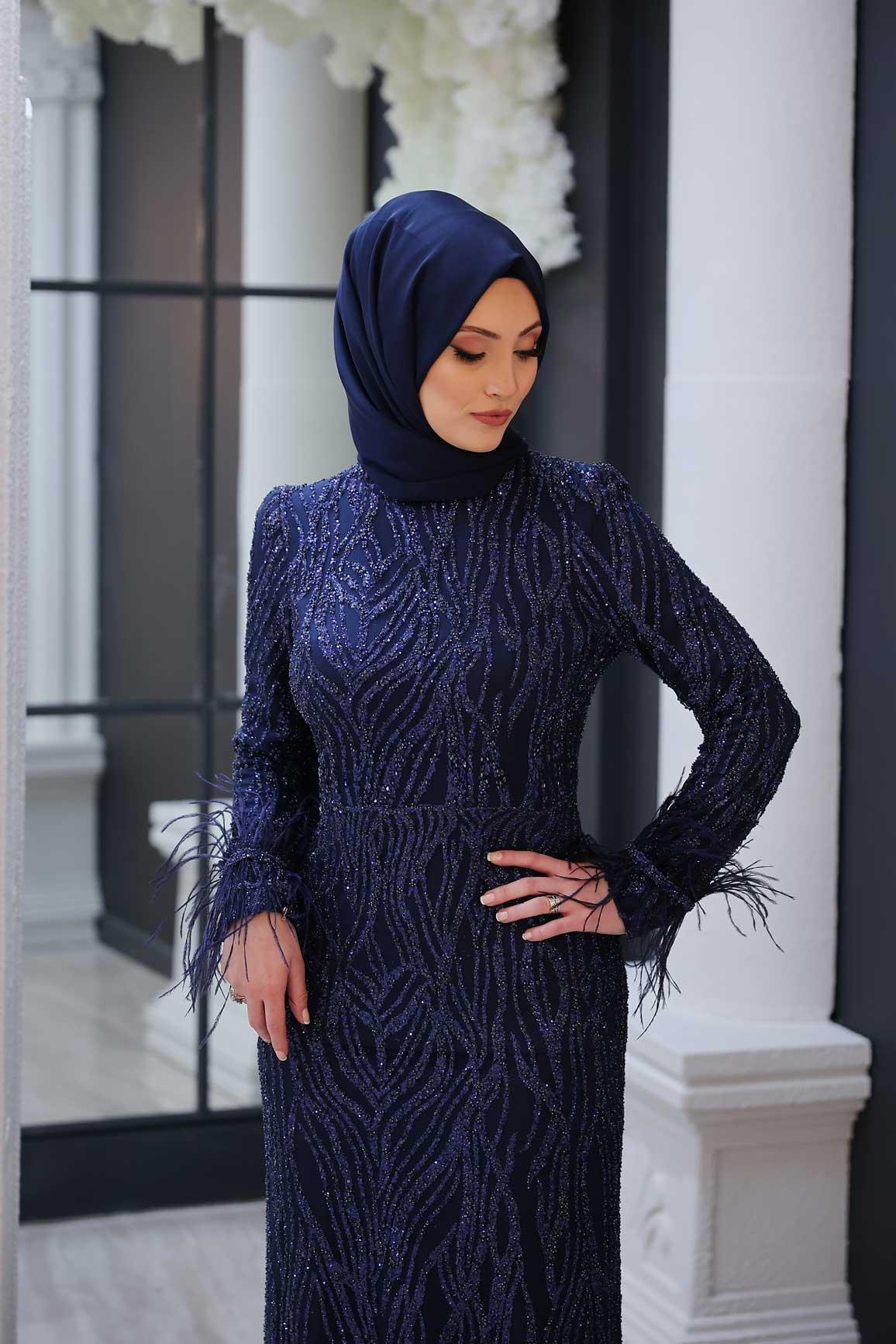 Beray Tesettür Abiye - FioraofDress - tesettur - abiye - 48 - lacivert - hijab - evening - dress