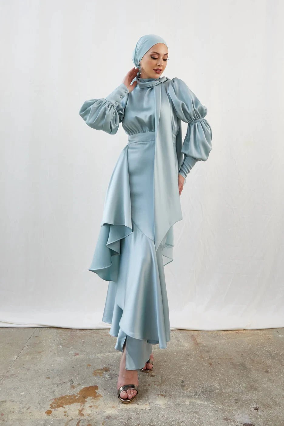 Birsu Su Yeşili Tesettür Abiye - FioraofDress - tesettur - abiye - 44 - SU YEŞİLİ - hijab - evening - dress