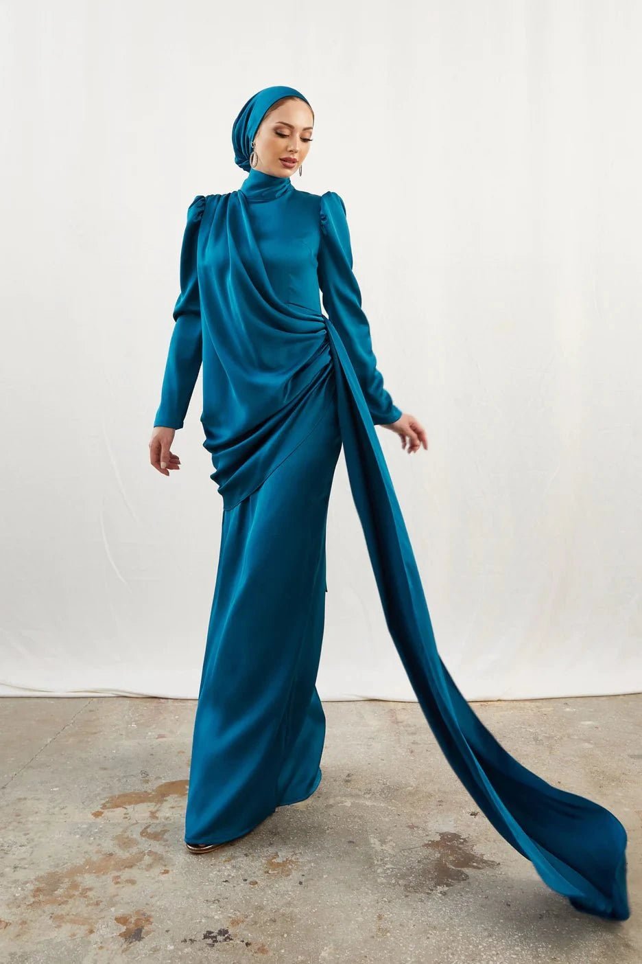 Buse İndigo Tesettür Abiye - FioraofDress - tesettur - abiye - 42 - İNDİGO - hijab - evening - dress