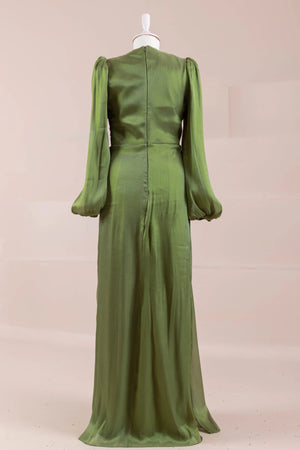 Çiçekli Lotus Tesettür Abiye - FioraofDress - tesettur - abiye - Çimen yeşili - 38 - hijab - evening - dress