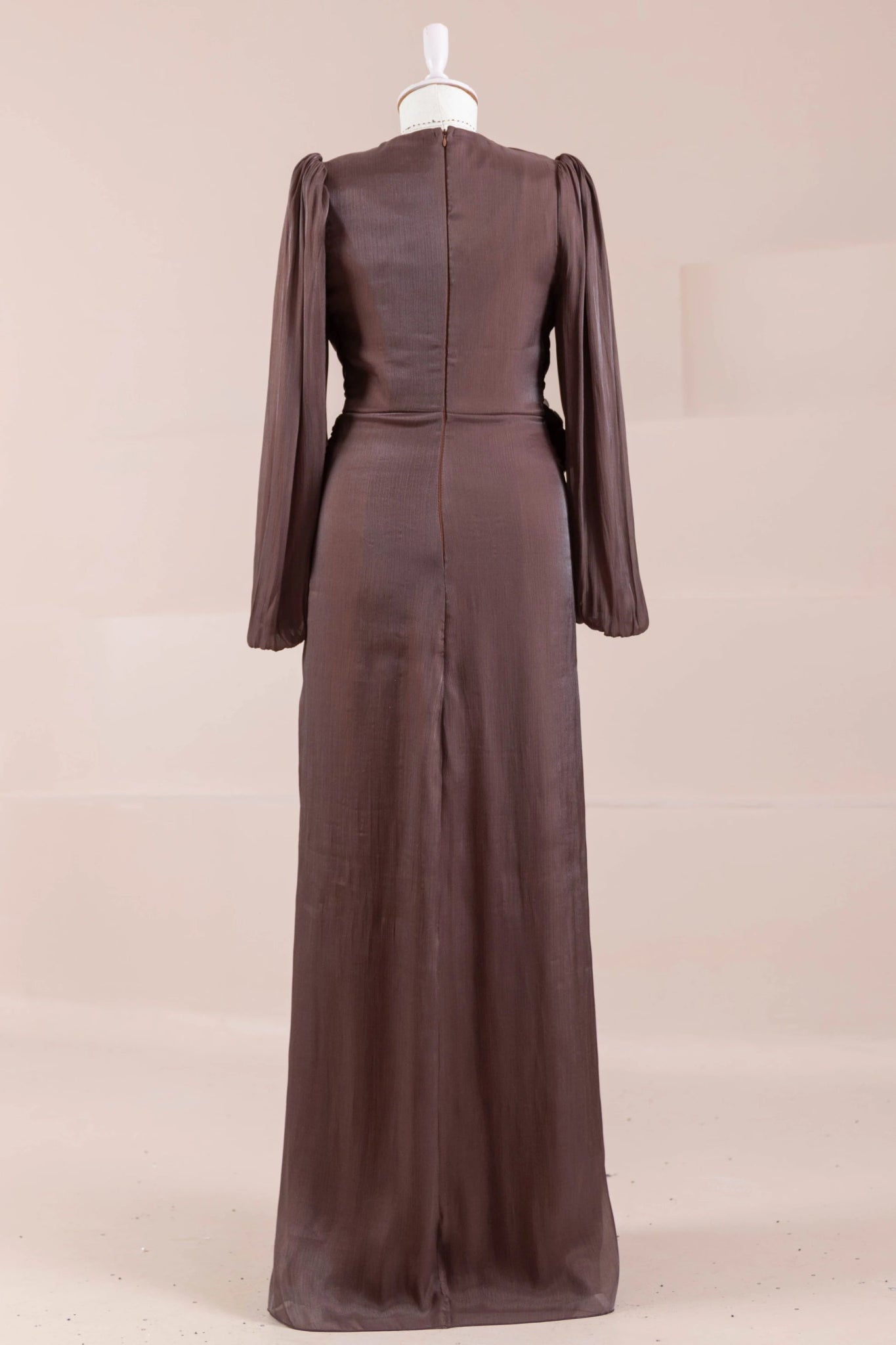 Çiçekli Lotus Tesettür Abiye - FioraofDress - tesettur - abiye - Mocha - 38 - hijab - evening - dress