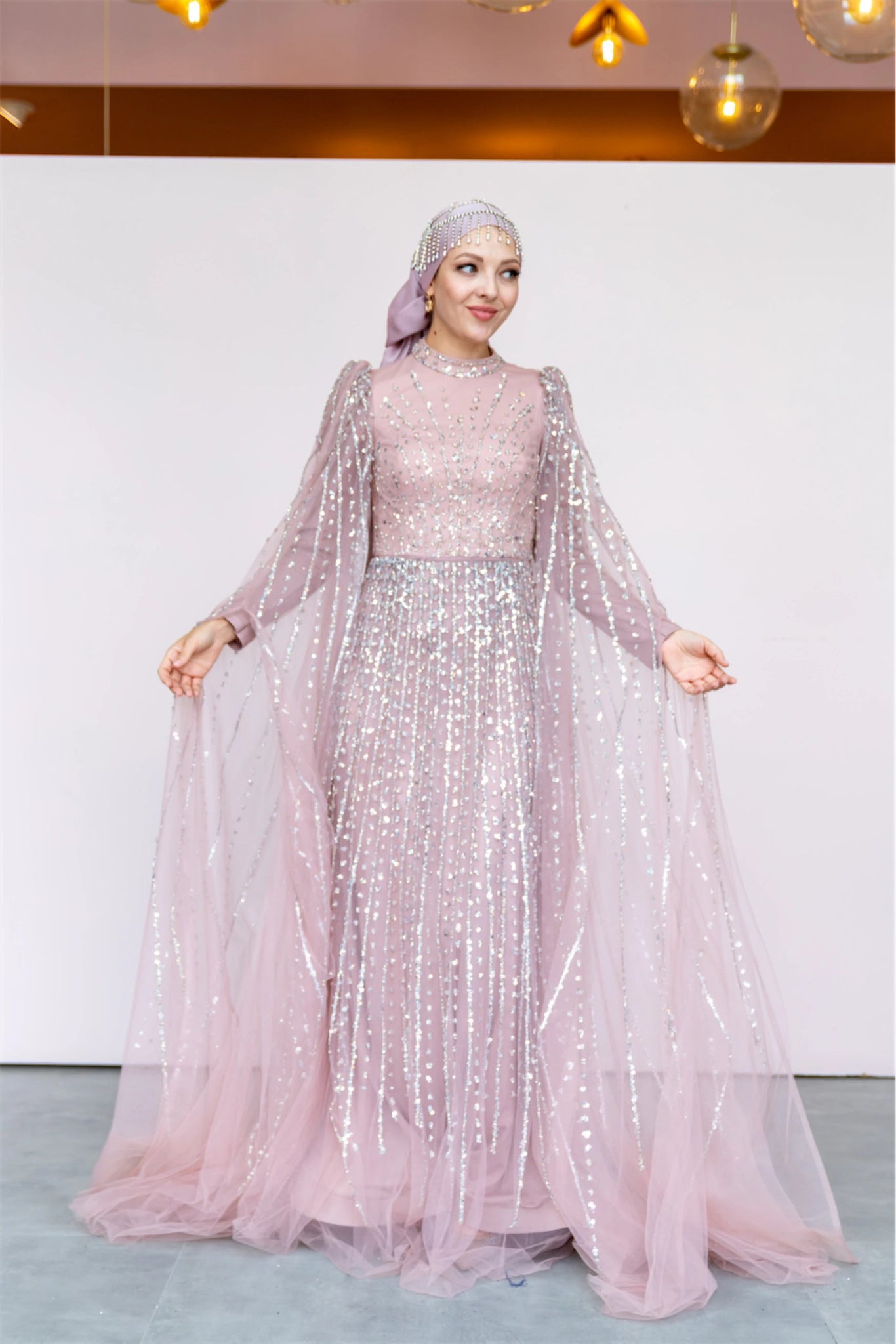 Cindy Abiye - FioraofDress - tesettur - abiye - 36 - Pudra - hijab - evening - dress