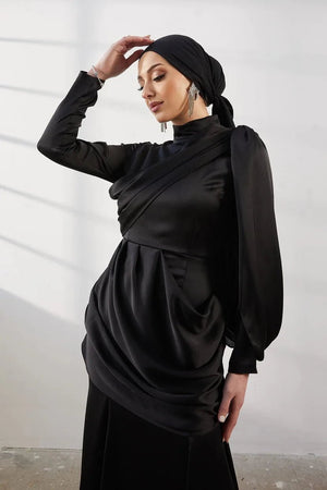 Damla Siyah Tesettür Abiye - FioraofDress - tesettur - abiye - 42 - SİYAH - hijab - evening - dress