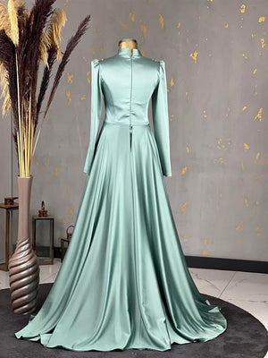 Damla Tesettür Abiye Mint - FioraofDress - tesettur - abiye - 48 - hijab - evening - dress