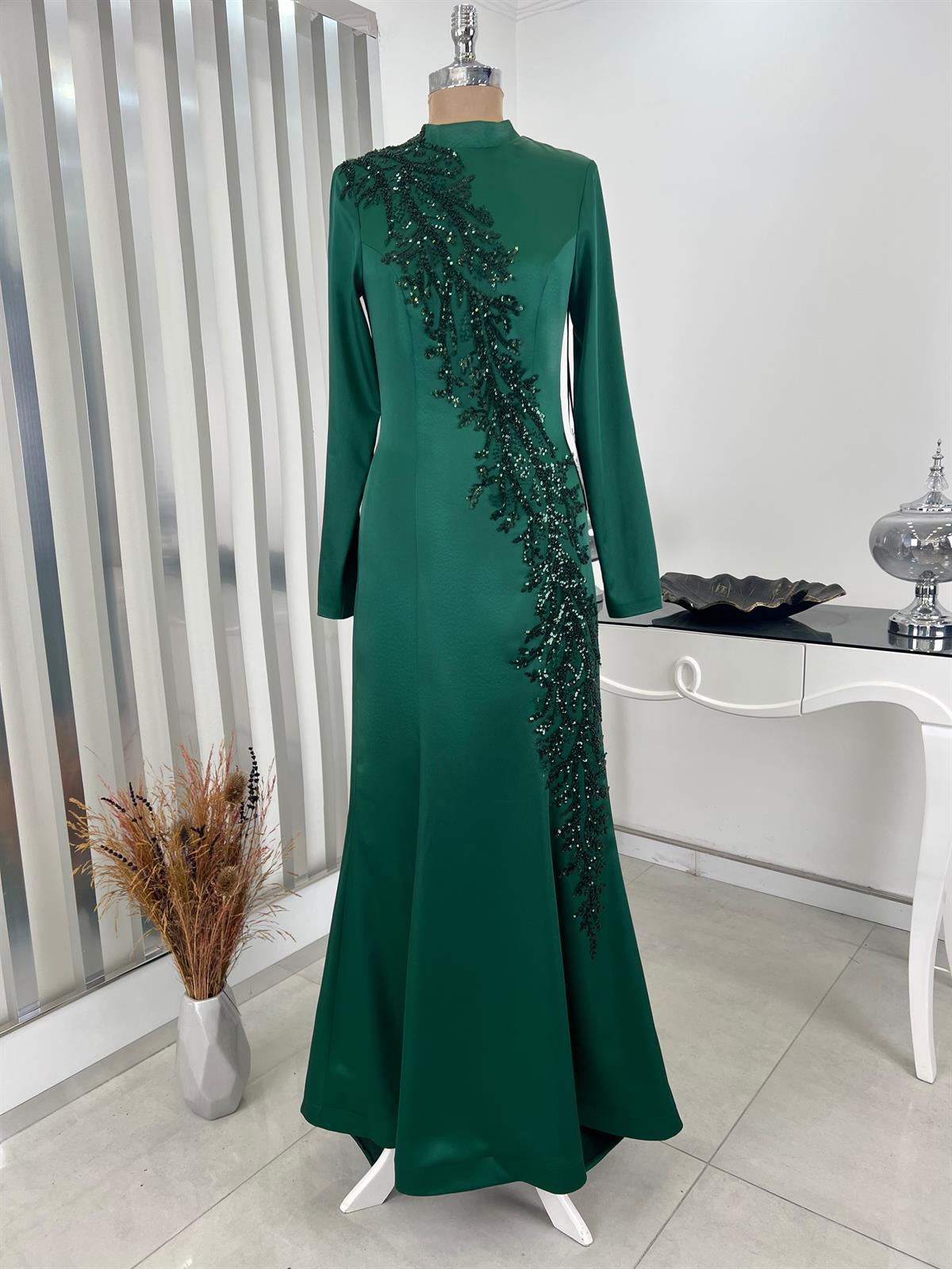 Deniz Balık Etek Tesettür Abiye Zümrüt - FioraofDress - tesettur - abiye - 48 - hijab - evening - dress