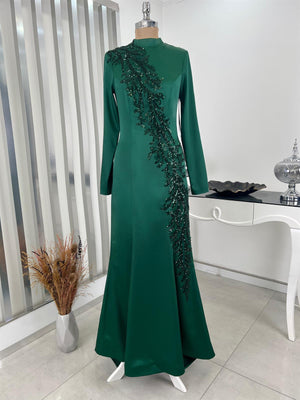 Deniz Balık Etek Tesettür Abiye Zümrüt - FioraofDress - tesettur - abiye - 48 - hijab - evening - dress