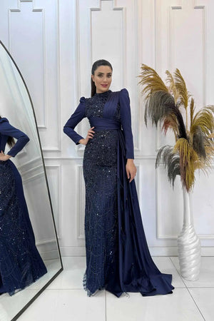 Dicle Tesettür Abiye - FioraofDress - tesettur - abiye - 48 - lacivert - hijab - evening - dress