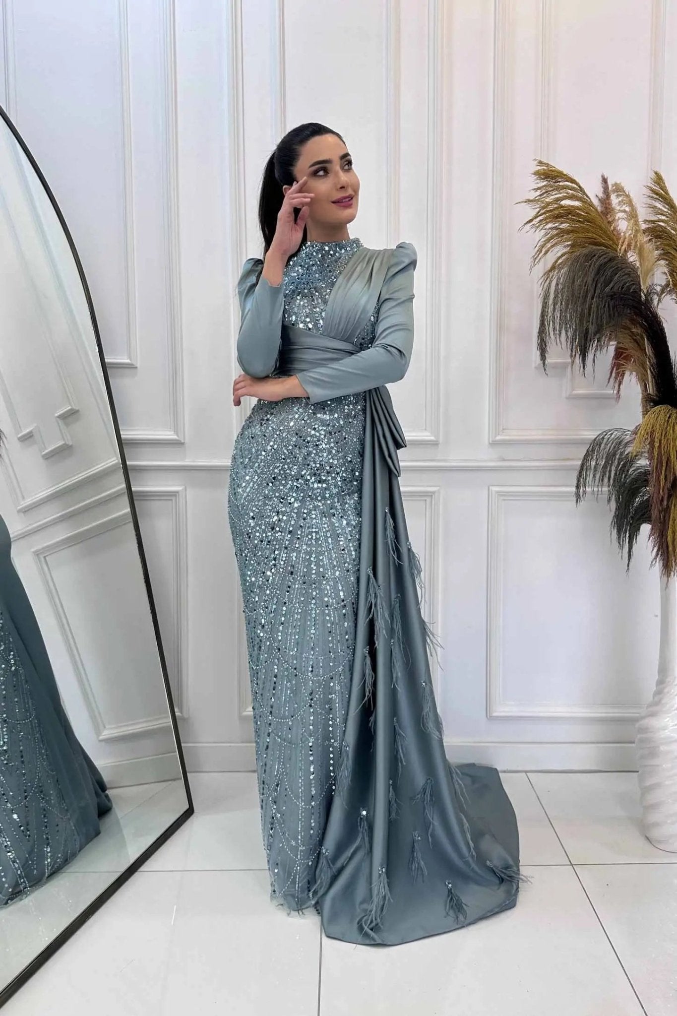 Dicle Tesettür Abiye - FioraofDress - tesettur - abiye - 48 - mint - hijab - evening - dress