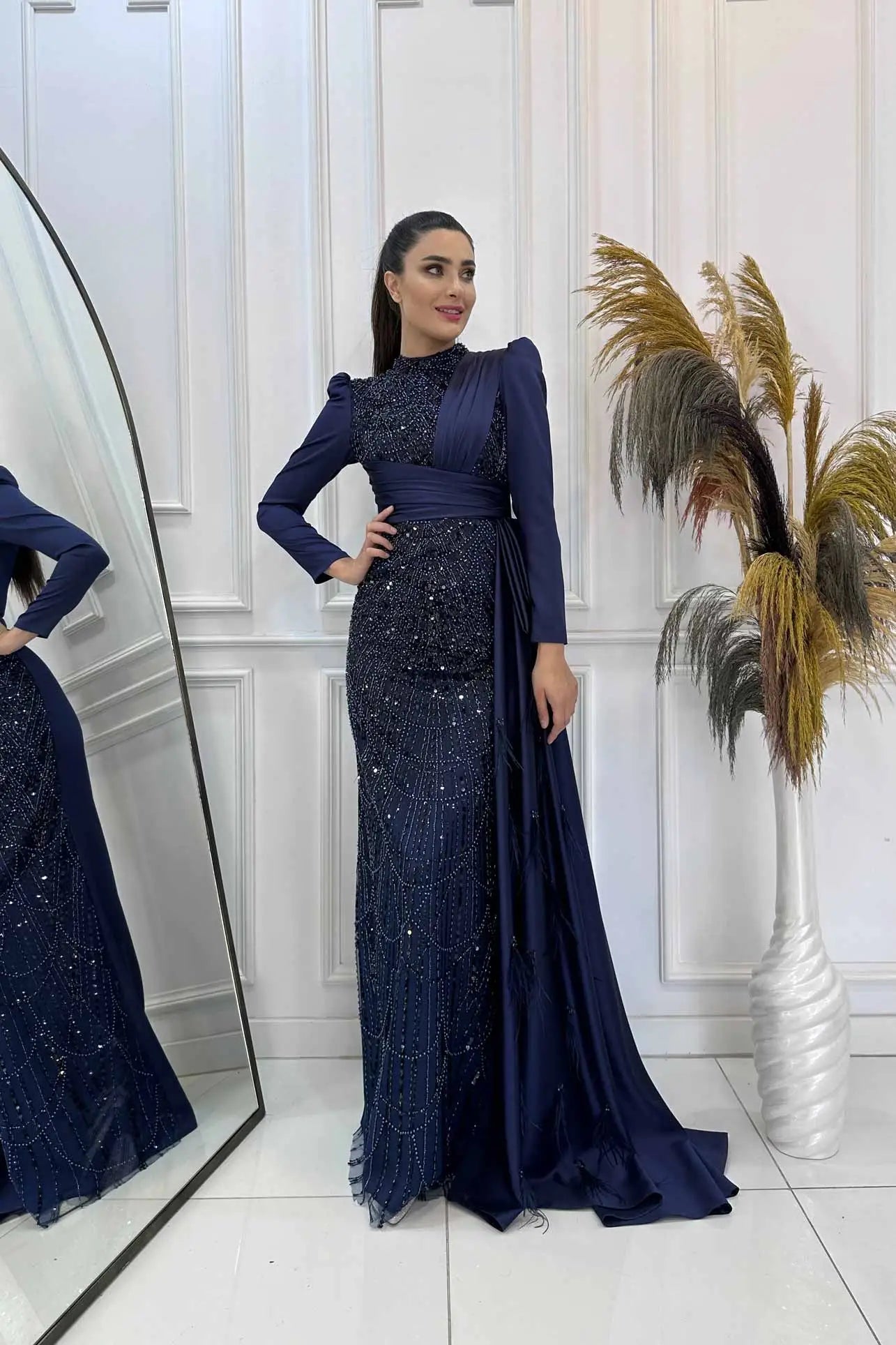 Dicle Tesettür Abiye - FioraofDress - tesettur - abiye - 48 - lacivert - hijab - evening - dress