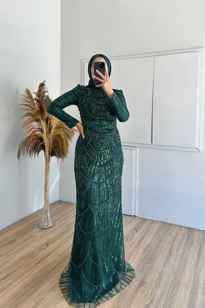 Diva Tesettür Abiye - FioraofDress - tesettur - abiye - zümrüt - 36 - hijab - evening - dress