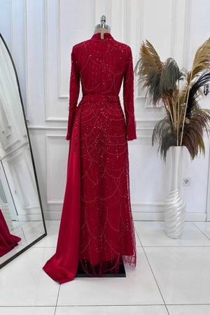 Diva Tesettür Abiye - FioraofDress - tesettur - abiye - KIRMIZI - 36 - hijab - evening - dress