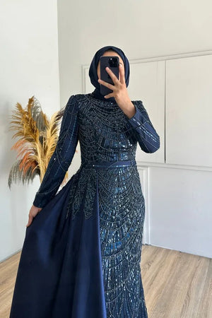 Diva Tesettür Abiye - FioraofDress - tesettur - abiye - LACİVERT - 36 - hijab - evening - dress