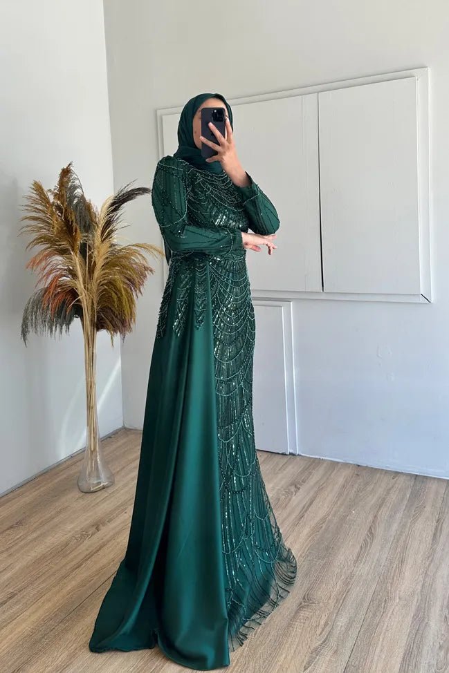 Diva Tesettür Abiye - FioraofDress - tesettur - abiye - zümrüt - 36 - hijab - evening - dress