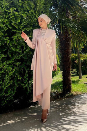 Duru Pudra Tesettür Abiye Takım - FioraofDress - tesettur - abiye - 42 - hijab - evening - dress