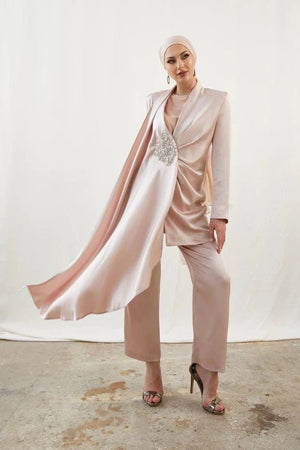 Duru Taşlı Pudra Tesettür Takım - FioraofDress - tesettur - abiye - 42 - hijab - evening - dress