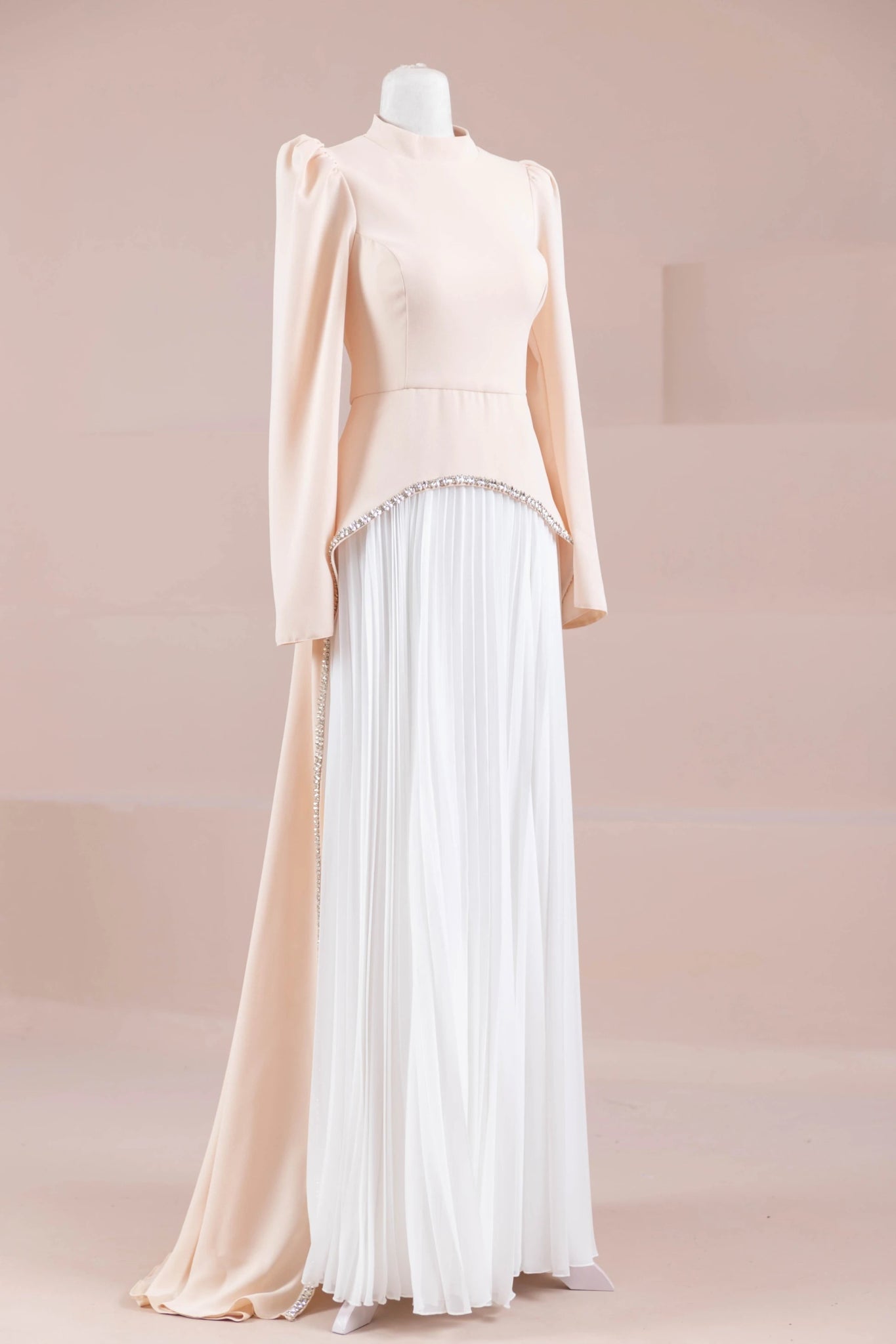 Elise Tesettür Abiye - FioraofDress - tesettur - abiye - somon beyaz - 38 - hijab - evening - dress