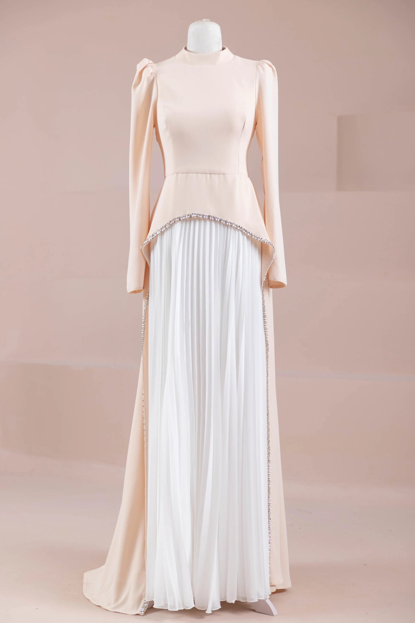 Elise Tesettür Abiye - FioraofDress - tesettur - abiye - somon beyaz - 38 - hijab - evening - dress